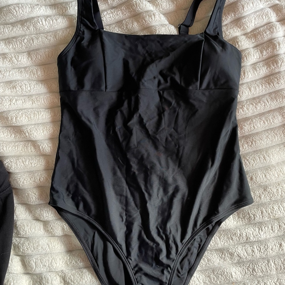 CUPSHE Black One-Piece Swimsuit size large square neckline new with tags